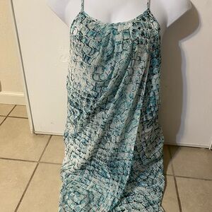 Elegant Teal and White Snake Print Dress